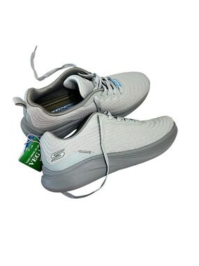 Skechers Lightweight Gray Knit Lace-Up Sneakers